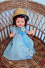 VINTAGE RODDY 10" DOLL WITH OUTFIT STRAW BONNET