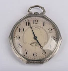 Antique Illinois Art Deco Octagon Pocket Watch 46mm - Not Running