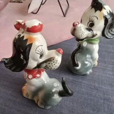 Vintage Japan Mid Century Cartoon Puppy Dog Ceramic Salt Pepper Shakers