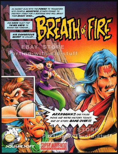 BREATH OF FIRE__Original 1994 print AD__SNES game promo__Squaresoft_RPG_NINTENDO - Picture 2 of 3