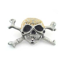 Skeleton Pirate Evil Skull Cross Bones Rhinestones Fashion Metal Belt Buckle