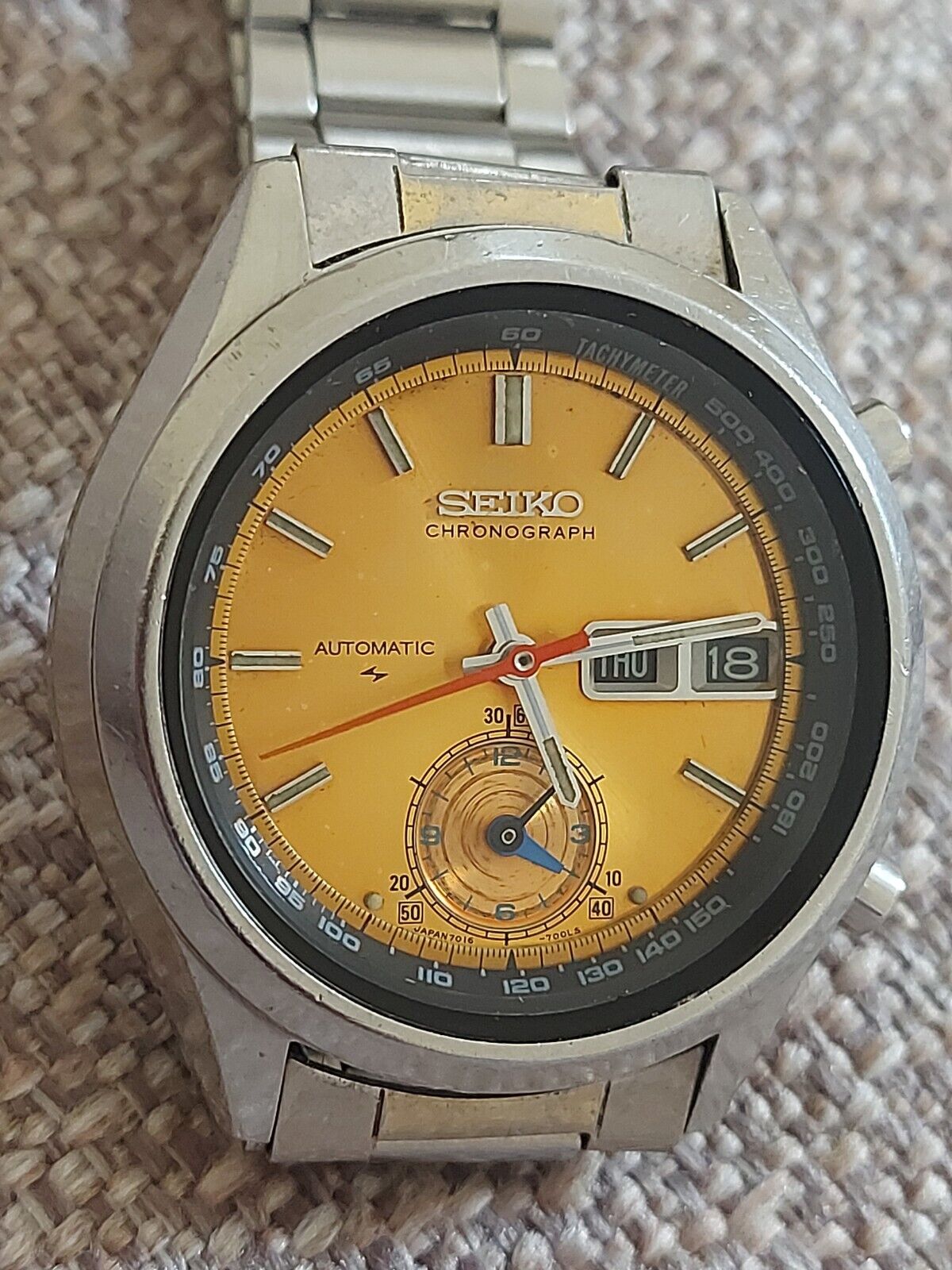 Seiko Chronograph 7016-7000 Vintage  Day Date Automatic Mens Watch  Auth | eBay