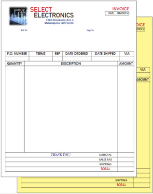 Printed Full Color Carbonless 2 Part Custom Forms Ncr Sets 85 X 11 