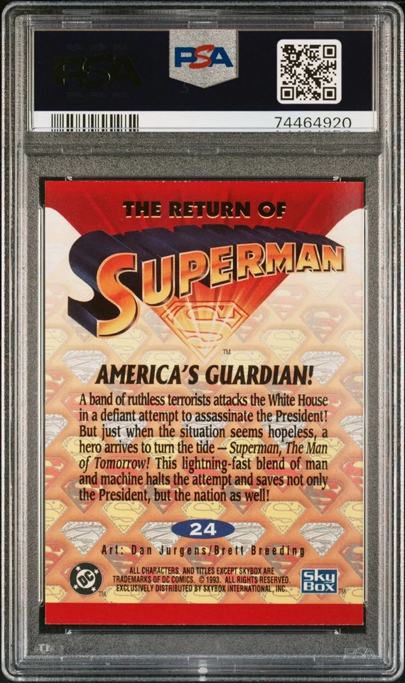 PSA MT 9 1993 Skybox The Return of Superman #24 America's Guardian - Image 2 of 2