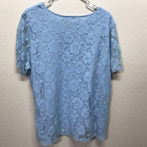 Bedford Fair Light Blue Lace Built In Tank Top Size XL - Picture 2 of 3