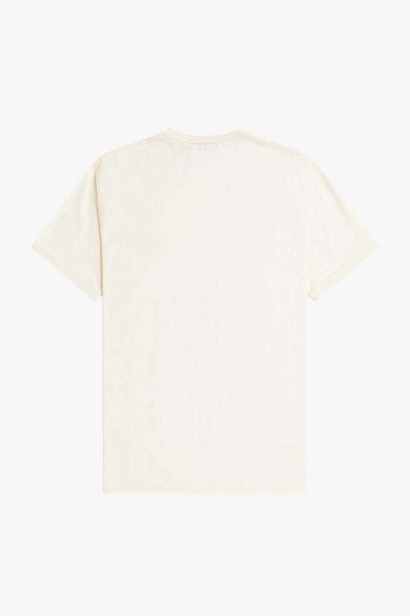Tシャツ・カットソー FRED PERRY SS24 FP RINGER T-SHIRT (M3519 094 S64 ECRU) Fred Perry T-shirt Ringer Plain in Cotton M3519 Men Ecru-S64