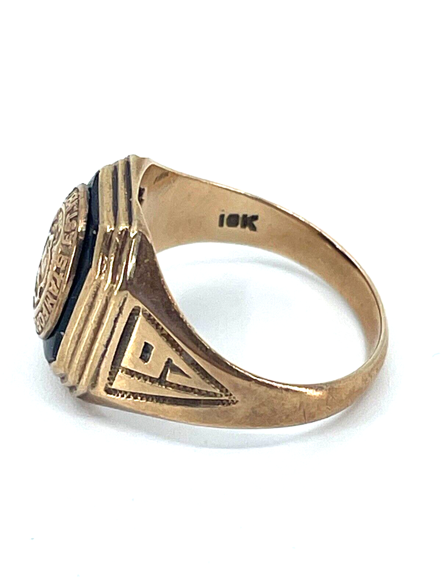 LOOK----10k Yellow Gold 1934 Black Onyx Stamford High School Class