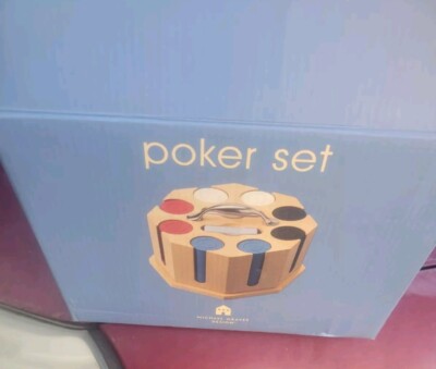 Michael Graves Poker Set 240 Chips, 2 Decks of Cards (Unopened ) in Wood Holder