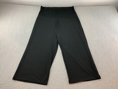 Real Essentials Ribbed Knit Wide Leg Pallazzo Pants  Womens Size 2X Black Soft