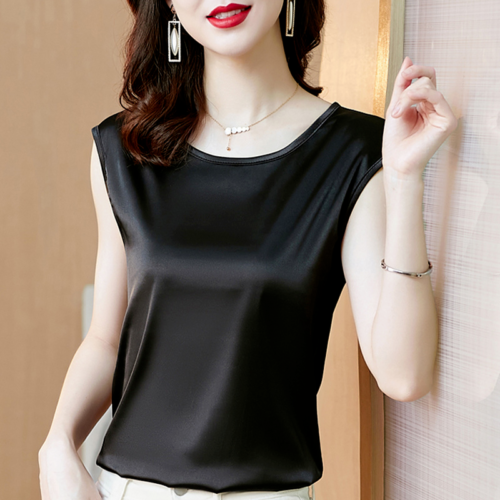 Damen Seidensatin Tank Top Glänzend Trägershirt Ärmellos Shirt Bluse Büro Sommer Neu - Bild 18 von 19