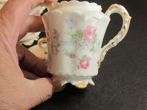 Antique Haviland Large PINK Roses Decorated Porcelain Cream & Sugar Set - Picture 8 of 9