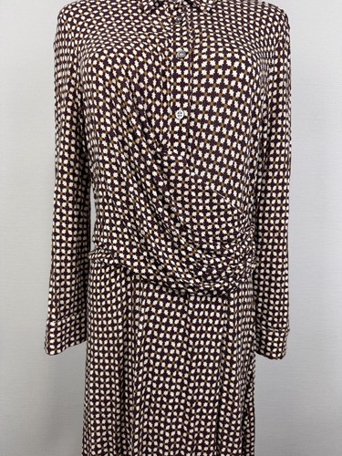 Weekend Max Mara Multicolor Polka Dot Long Sleeve Half Buttons Evening Dress XL - Imagen 4 de 21