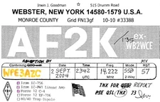 Monroe County Webster New York AF2K QSL Radio Postcard