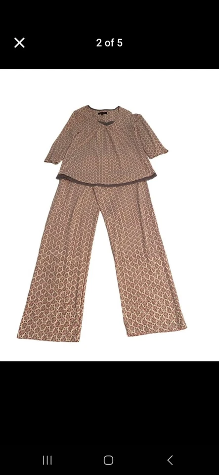 Conjunto de pijama pequeño Ellen Tracy 2 piezas manga 3/4 rosa/crema/gris estampado floral Foto 2 de 4