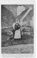 AFTER ENROLMENT OF A NEW MEMBER IN VILLAGE CHURCH c 1920  ILLUSTRATION PRINT