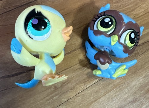 Littlest Pet Shop LPS Blue Owl Bird 3652 Yellow Canary Figures Lot Of 2 Birds - Picture 15 of 15