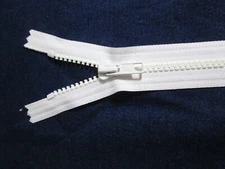 YKK #5 Vislon Molded Plastic Closed End  Non Separating Jacket Zipper White 25"