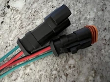 3Pin, 6" Black Assembled E008 End Boat Deutsch 12, 14 or 16, AWG Pigtail Harness