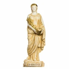 Demeter Goddess of The Harvest and Agriculture Alabaster Statue Gold Tone 13"