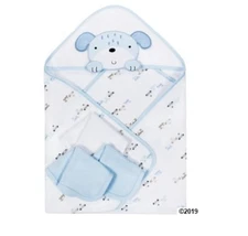 Wonder Nation Baby Boy Light Blue Puppy 4-Piece Bath Set One Size