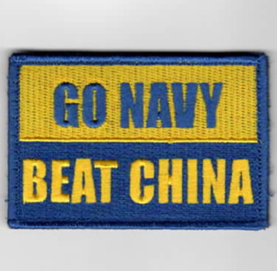 GO NAVY BEAT CHINA FLAG EMBROIDERED HOOK & LOOP PATCH