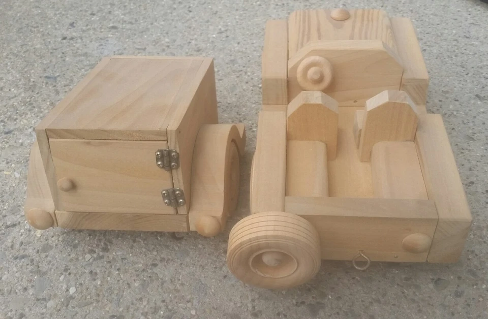 定制手工制作摇篮木 WILLY'S JEEP CJ WRANGLER 玩具 W 拖车 复古 — 第 4/4 张图片