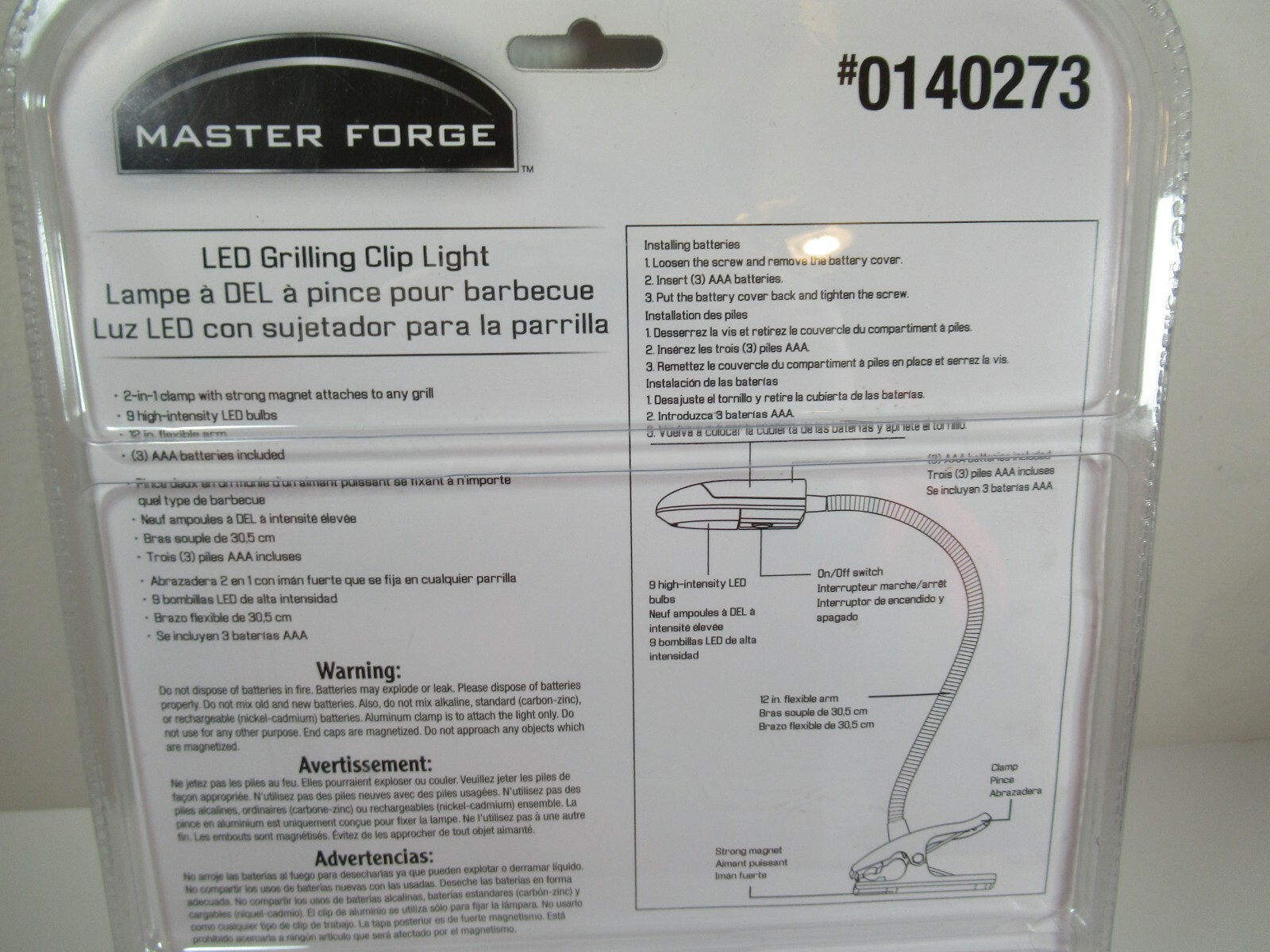 Brand New Master Grill Grilling Clip Light LED 12" Flexible Arm