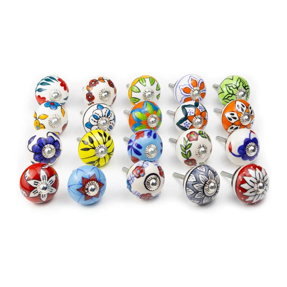 ⭐ 20 x Round Multicoloured Mix Ceramic Knobs Door Handle Cabinet Drawer Cupboard - Image 2 of 4