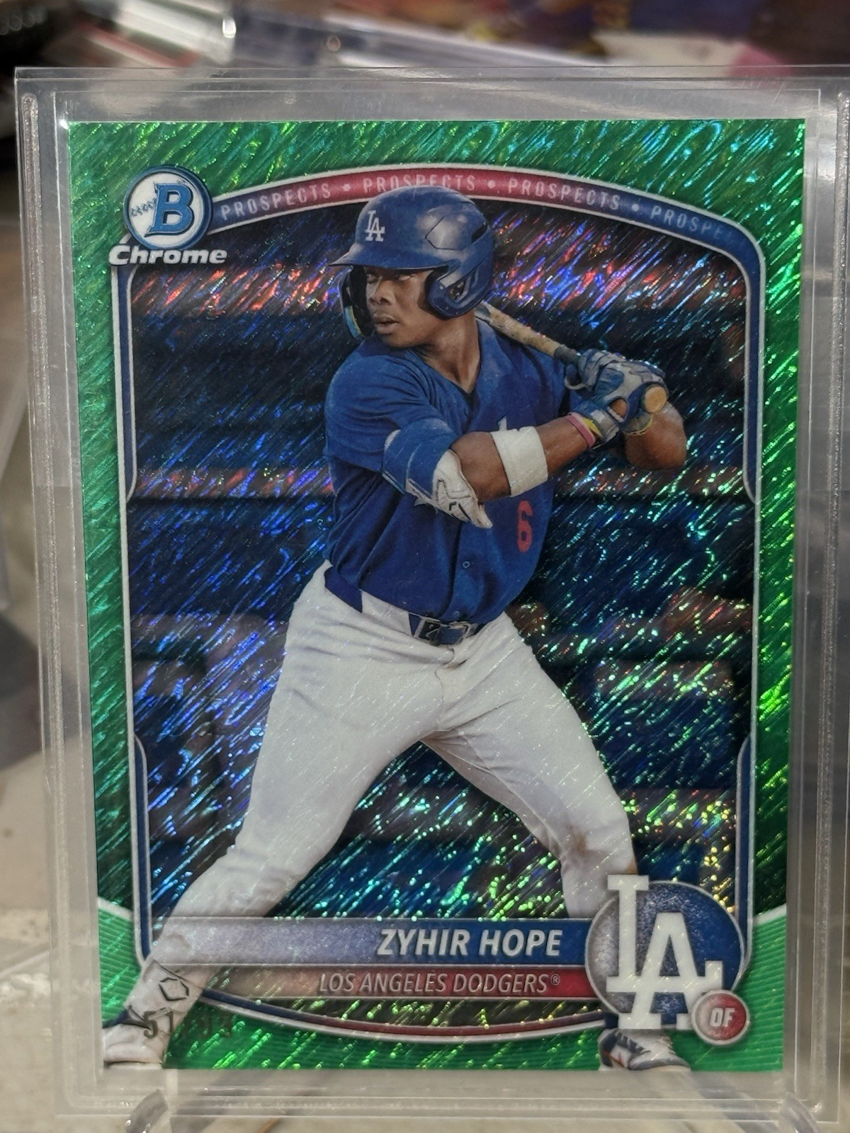 2025 Bowman Chrome Prospects Zyhir Hope #BCP-2 Green Shimmer Refractor /99 (RC)