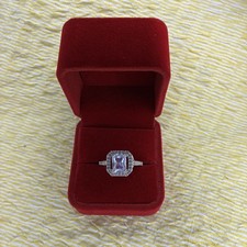 ENGAGEMENT RING - Size 8 - Cubic Zirconia - Rhodium plated silver tone - 8B