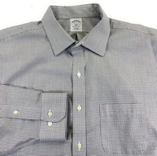 Brooks Brothers Men's Regent Non-Iron Pocket Black Check Dress Shirt 18-6/7
