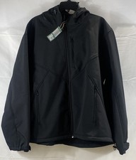 Crane Men's Black Softshell Hooded Full Zip Performance Jacket Sz XL NWT