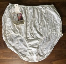 Vtg High Waist Combed Cotton Brief Panties Christie NWT White Size 11 44-46  Hip