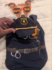 Halloween Pet Dog Cat Act Police Clothes Suite Costume Outfit Cosplay Size M/L