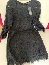 Banana Republic Black Floral Lace Pencil Dress 3/4 Sleeve Knee Length Size 4