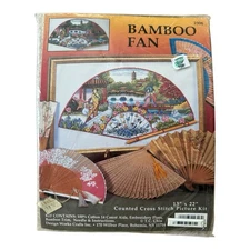 Design Works Counted Cross Stitch Picture Kit Bamboo Fan 2306 Sealed 13” x 22”