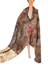 Chico's Animal Leopard Print Oversized Versatile Wrap Sarong Shawl Scarf 92x50