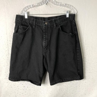 Wrangler Shorts Mens 36 Black Denim Bermuda 5 Pocket Casual Dark Wash Jorts