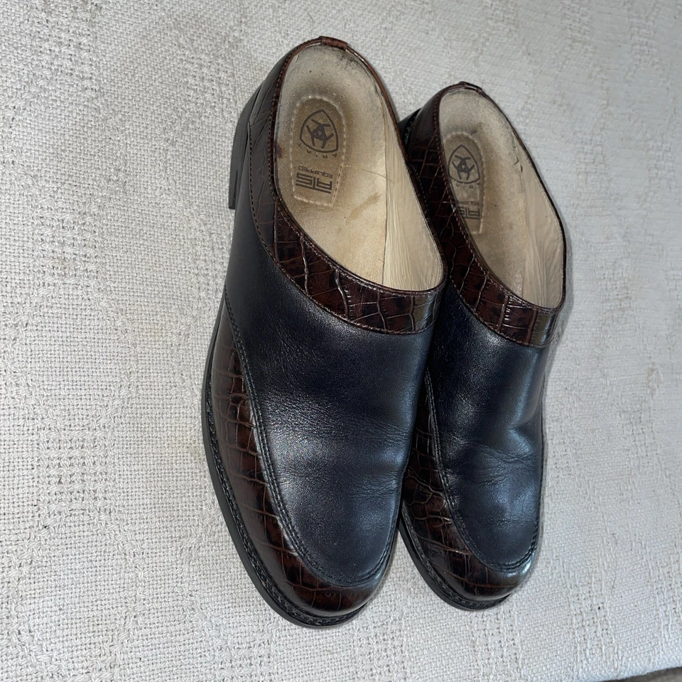 Mules informales Ariat para mujer talla 9 B marrón cuero negro confort fiesta salir Foto 4 de 4