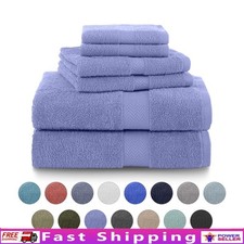 6 Piece Towel Set 100 Cotton Bath Hand Washcloths Quick Dry Soft Plush New