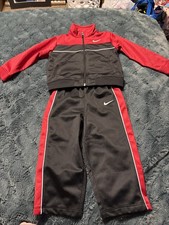 NIKE Boys 2 Piece Tricot Track Jacket Pants Set, Black Red 24 months