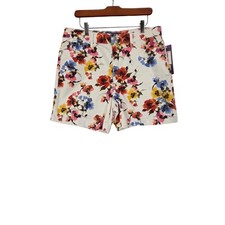 Gloria Vanderbilt White Floral Jean Shorts Size 14