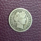 1915 Barber One Dime Silver Coin. VG Condition