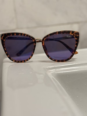 QUAY Australia HONEY 148 Brown Cat Eyes women s Oversized Sunglasses Purple Lens