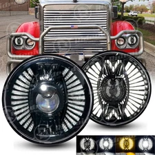 For Freightliner Coronado 2001-2016 Round 7" LED Headlights Turn Signal Halo DRL