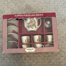 Roehler Collection Vintage Doll's Porcelain Tea Set Teddy Bear