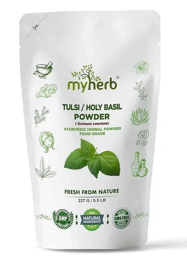 MYHERB Organic Tulsi Powder 227 g &ndash; Pack of 1 | Ayurvedic 