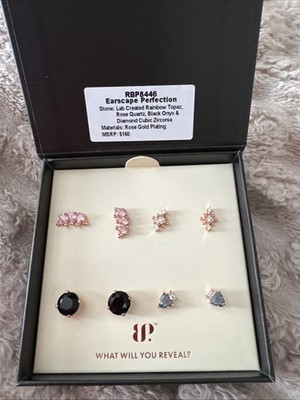Bomb Party Simply Studs 2024  RBP8446 Earscape Perfection-Smokey Topaz,Blk Onyx 