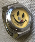 Vintage 1996 Timex Joe Boxer Smiley Face Silver Expansion Quartz Ring Watch