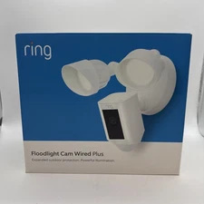 Ring Floodlight Cam Wired Plus Surveillance Camera - White- New-Broken Seal